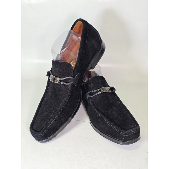 Stacy Adams Neville Men\'s Loafers Size 10.5 M Black Suede Slip-On Bit Shoes